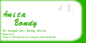 anita bondy business card